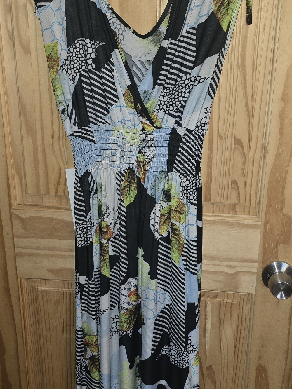 French Connection Black and Light Blue Floral-Print Maxi Dress